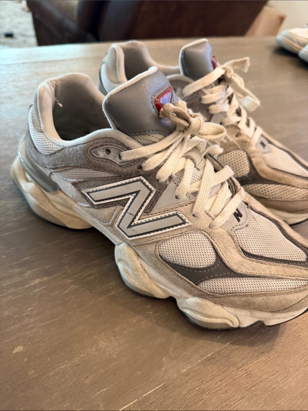 New Balance Beige and Grey Athletic Sneakers
